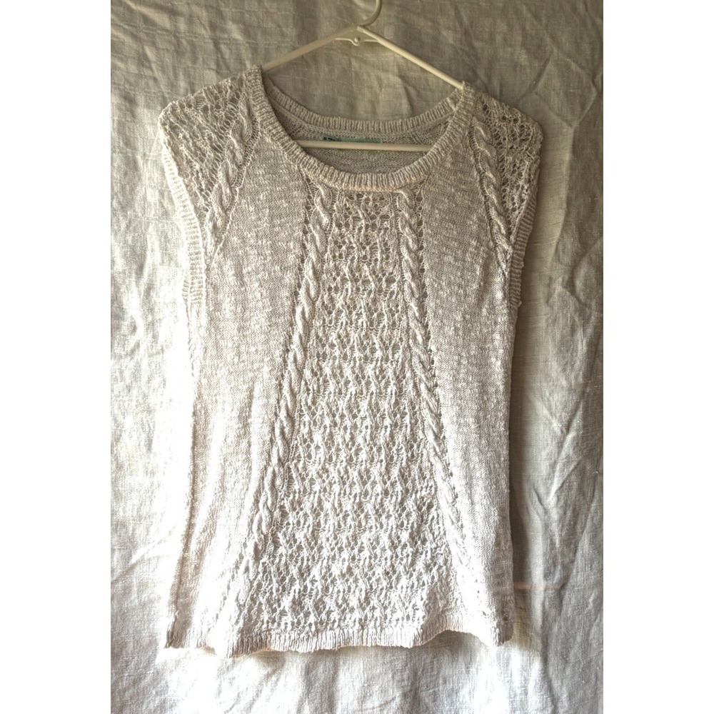 Maurices Small Crocheted Sleeve Top Sweater Knit Boho Hippie Festival White